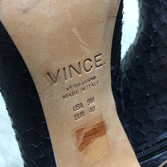 VINCE Python Embossed Open-Toe Bootie Ankle Boots - Picture 9 of 9